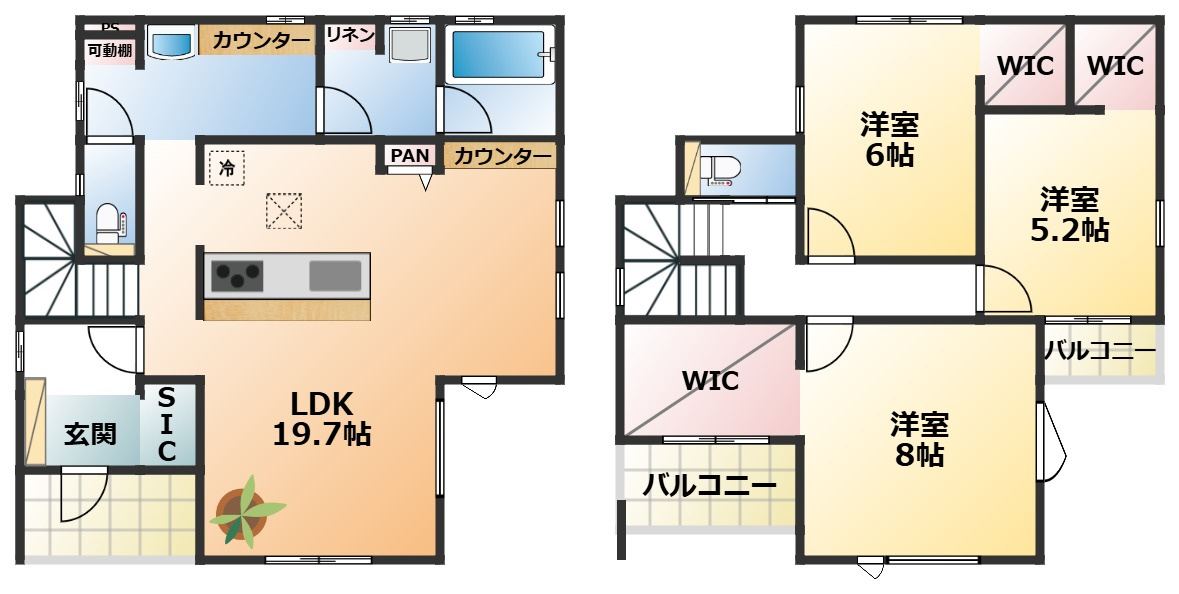 ワイウッドコート宇都宮市駒生町第5期の間取り|南向きで陽当たりの良い間取りです