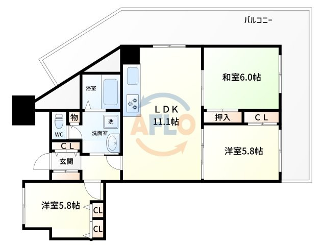 ファミール阿波座　本田小学校区の間取り|ファミール阿波座　間取り