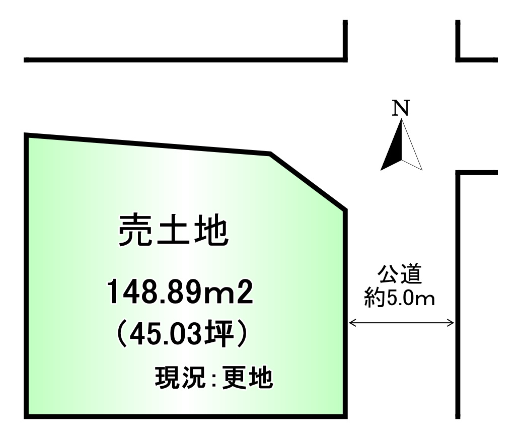 香芝市今泉の土地図|土地面積：148.89ｎ2　45.3坪