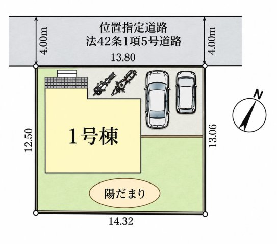 仲介手数料無料　西区植田谷本481-8　新築戸建　全１棟の区画図