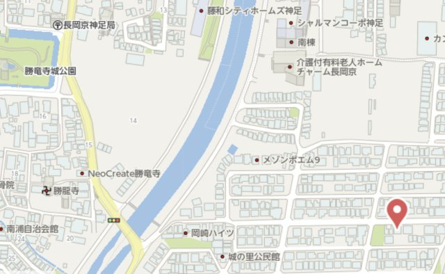 長岡京市城の里　新築戸建の地図