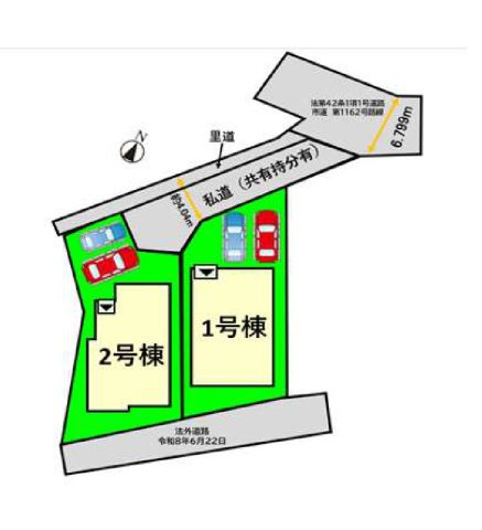 春日市小倉5丁目第2-2棟（2号棟）の区画図|配置図（2号棟）