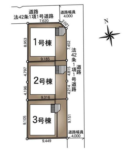 野田市蕃昌第2　新築戸建　3号棟の区画図