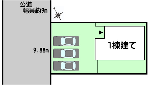碧南市岬町1棟建ての区画図|1棟建て　並列駐車3台