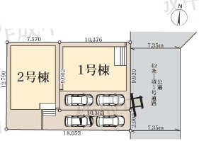 越谷市東越谷4丁目 新築分譲住宅 全2棟 １号棟の区画図|区画図作成中