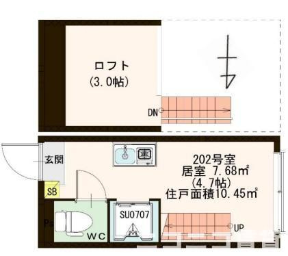 世田谷区経堂５丁目のアパートの間取り