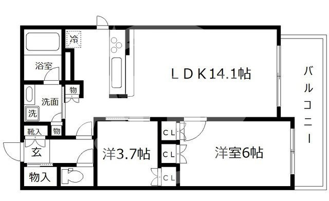 ファインフラッツ南森町の間取り|ファインフラッツ南森町　開放感ある間取り