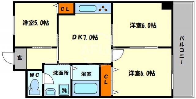 レクシア新梅田　大淀小学校区の間取り|ドムール北梅田　開放感ある間取り