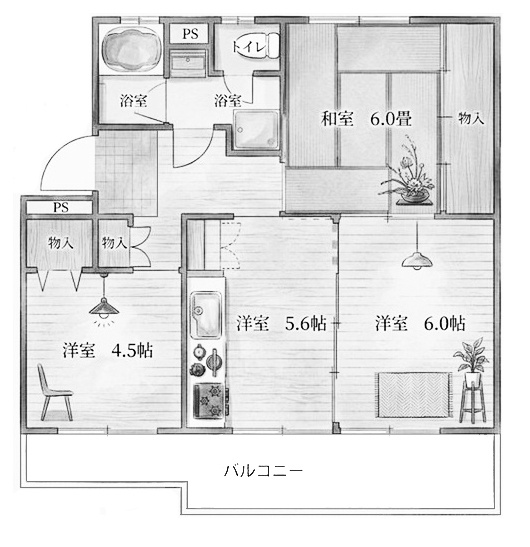 【間取り】 | 宇治おぐら住宅1号棟 | 専有面積54.38㎡
