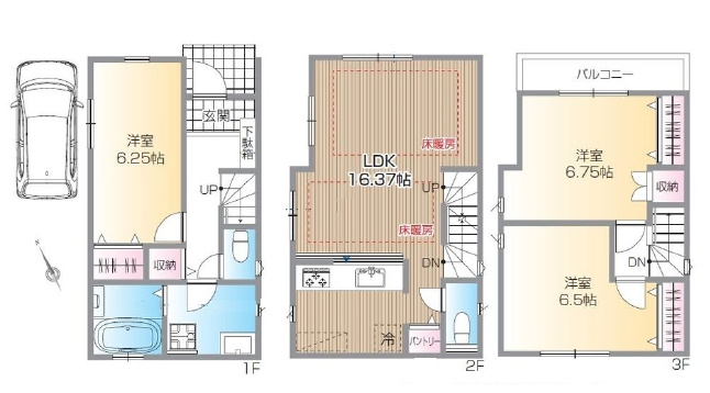 【間取り】 | 練馬区北町１丁目　新築戸建て | 2階ワンフロアに広がるLDKで、開放感あふれる暮らしを実現
