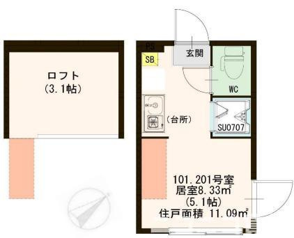 杉並区高円寺南１丁目のアパートの間取り