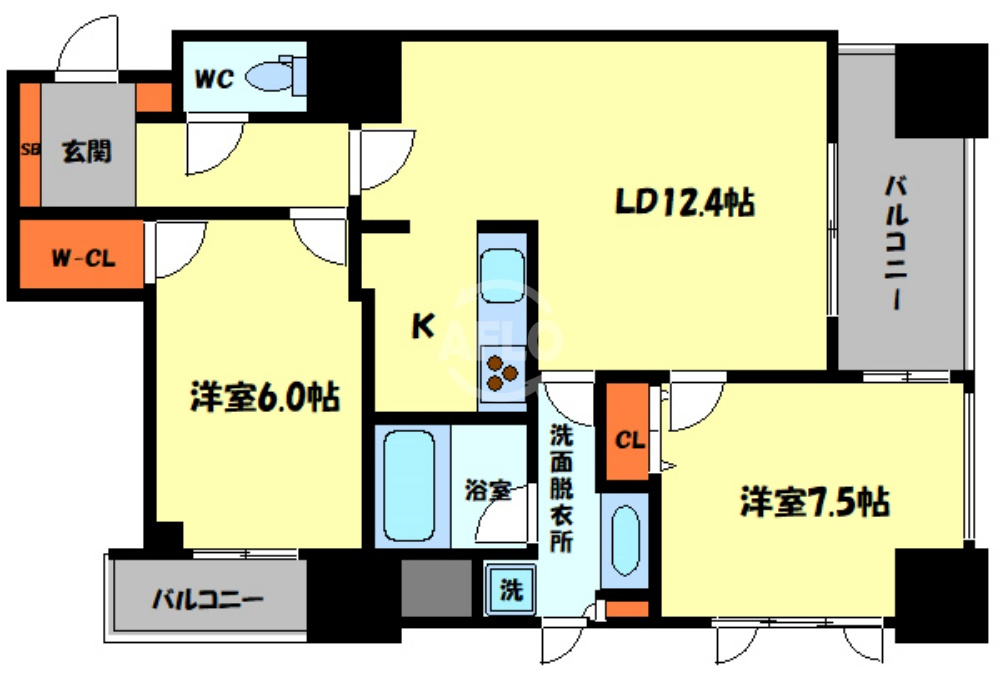 アルグラッドザタワー心斎橋　南小学校の間取り|アルグラッドザタワー心斎橋　間取り
