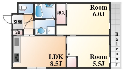 神戸市東灘区御影石町１丁目の賃貸マンションの間取り