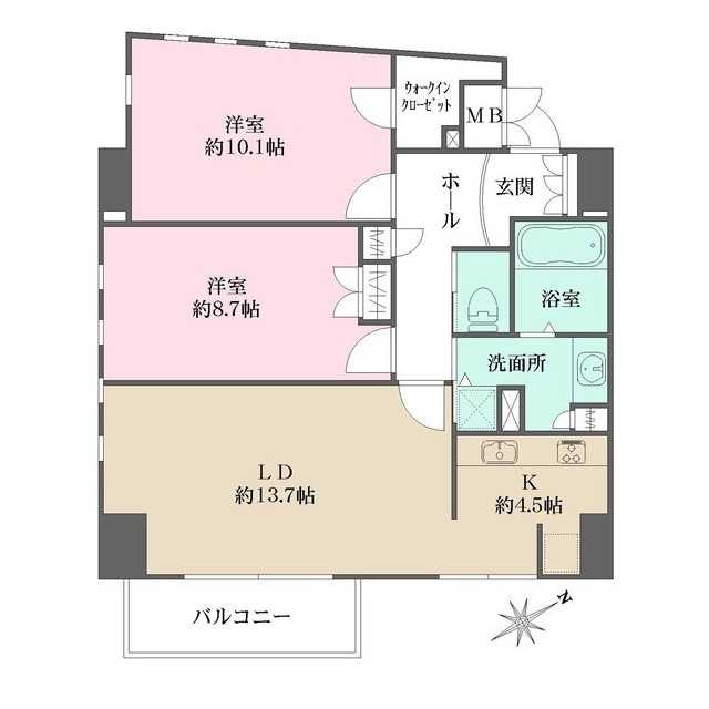 西宮市甲子園三保町の賃貸マンションの間取り