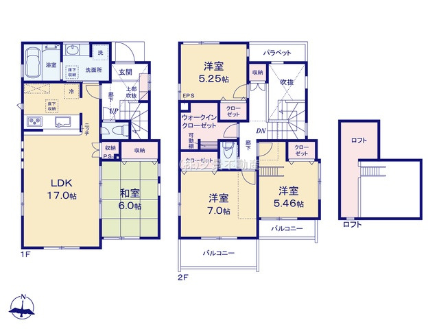 《仲介手数料無料》練馬区上石神井４丁目29-34新築一戸建て‎ブルーミングガーデンの間取り