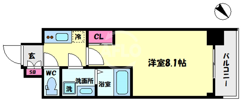 S-RESIDENCE阿波座WESTの間取り|S-RESIDENCE阿波座WEST　開放感ある間取り