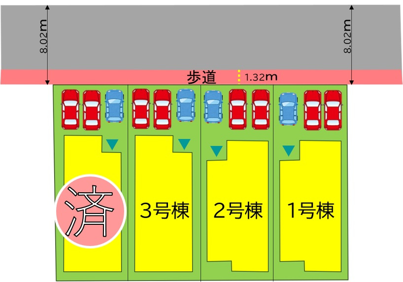 小倉北区片野新町2丁目1期3号棟の区画図