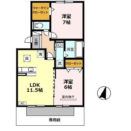 グラン・ドミール古賀 B棟の間取り|使い勝手の良い間取りです♪