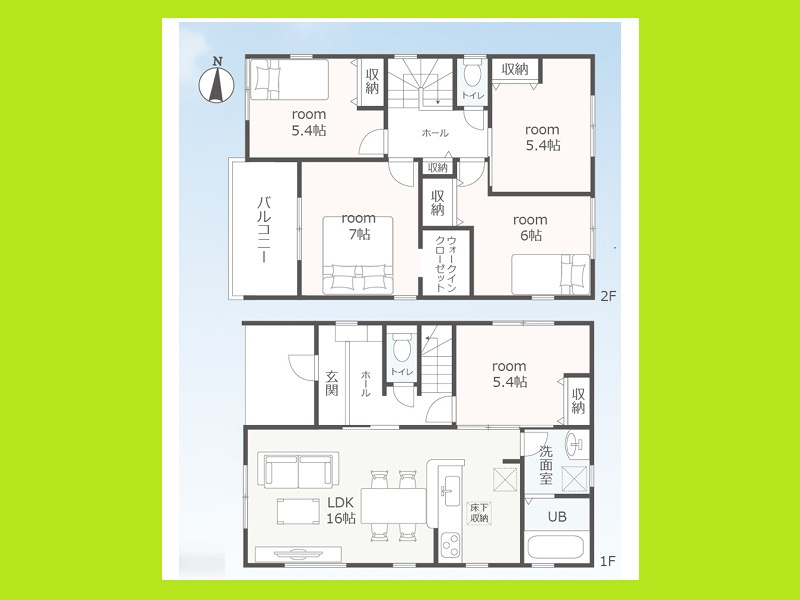 あま市新居屋久渕郷の新築一戸建の間取り|◇２号棟◇