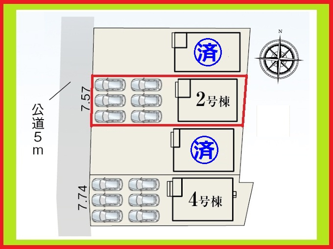あま市新居屋久渕郷の新築一戸建の区画図|◇２号棟◇