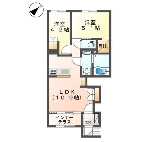 深井清水町アパート新築工事の間取り