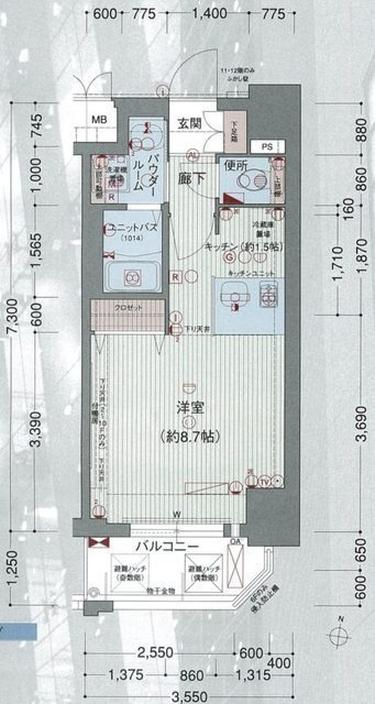 プレサンス梅田北パワーゲートの間取り