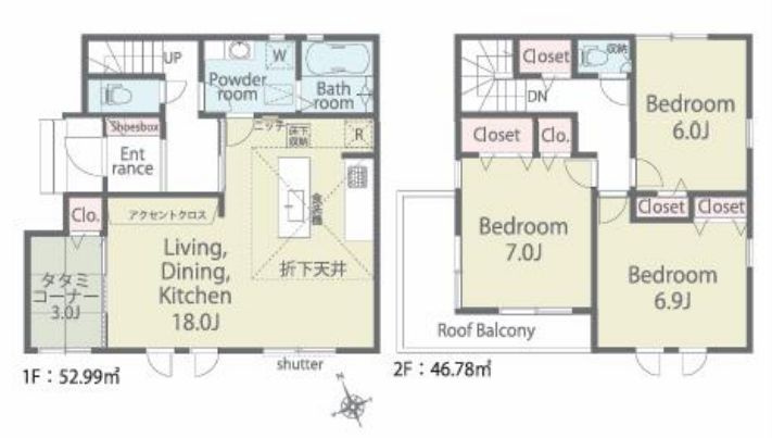 南区磯部新築戸建て　25-1期1号棟の間取り|間取図「南区磯部新築戸建て　1号棟」