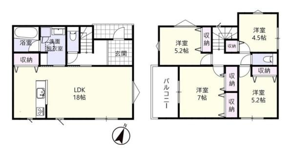 奈良市あやめ池北２丁目 ／新築一戸建の間取り