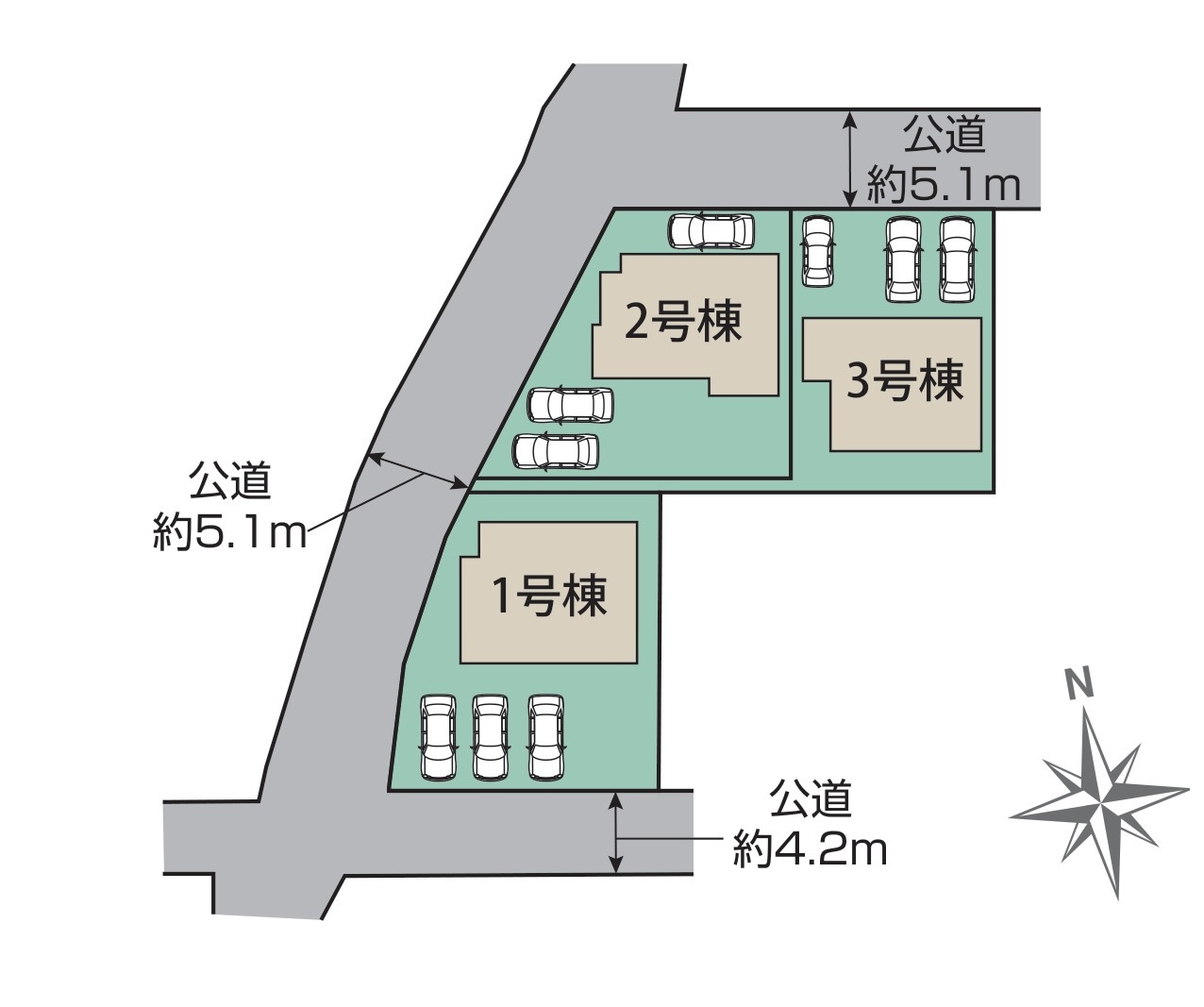 朝倉郡筑前町朝園第1-3棟（2号棟）の区画図|配置図（2号棟）