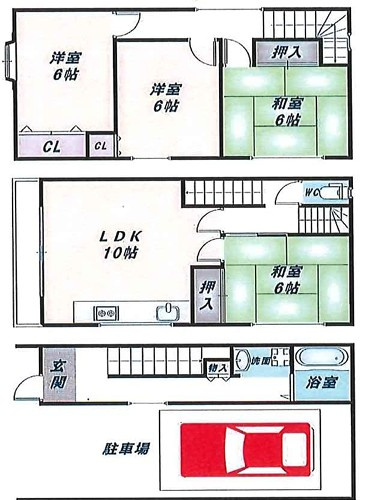 枚方市招提南町戸建の間取り