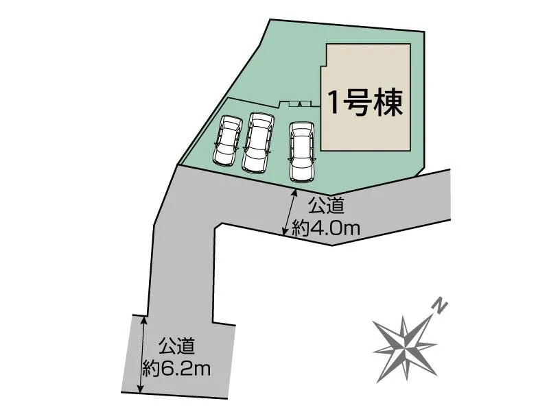 大野城市畑ケ坂2丁目第1-1棟（1号棟）の区画図|配置図（1号棟）
