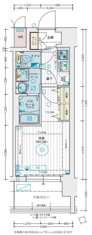 エステムコート三宮ＥＡＳＴＶルシーダの間取り