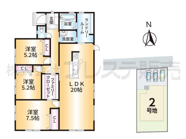 奈良市六条１丁目の新築一戸建 全２区画の間取り|２号地間取図