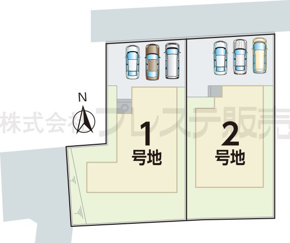 奈良市六条１丁目の新築一戸建 全２区画の区画図|全体区画図