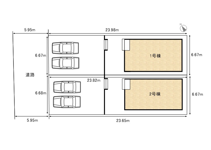 碧南市宮町第6　新築戸建＜1号棟＞の区画図|駐車場並列2台可能