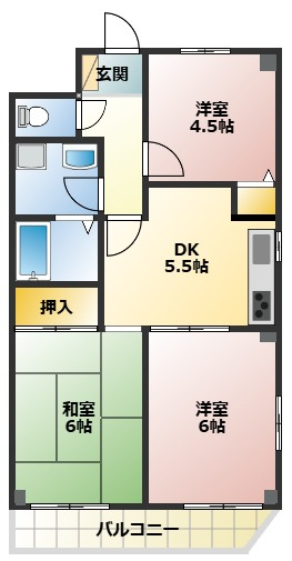 【間取り】 | ファミリーにおすすめの3DKです！