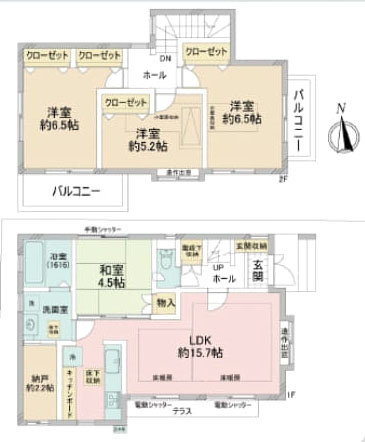 国立市矢川３丁目の中古一戸建の間取り