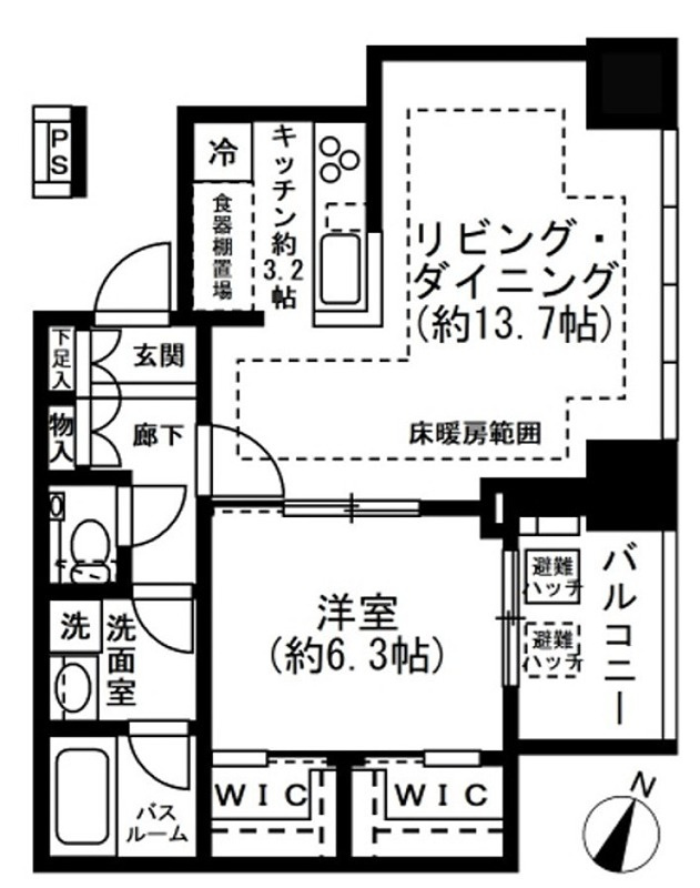 プレミストタワー白金高輪 の間取り