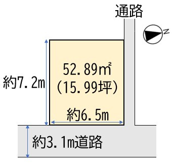 中央区万代5丁目　土地の土地図|※弊社スタッフによる測量です
※セットバック必要