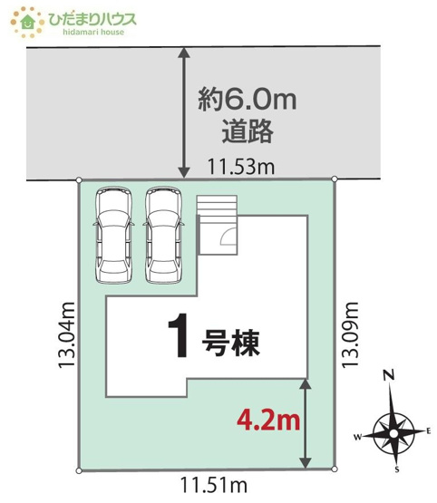 【区画図】 | 牛久市南7丁目01期　新築戸建 | 車の出入りもラクラクな前面道路幅6ｍ！