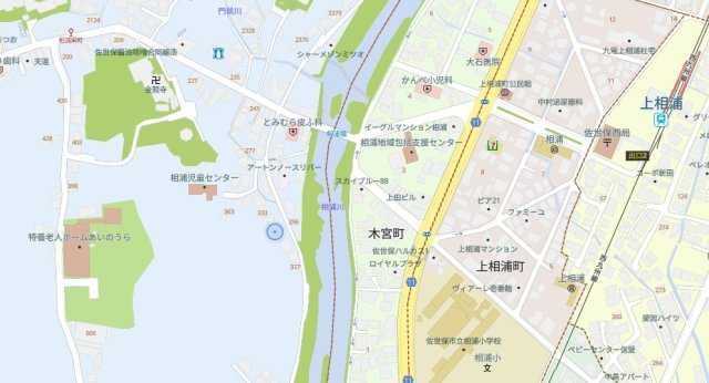 相浦町６４坪土地の地図