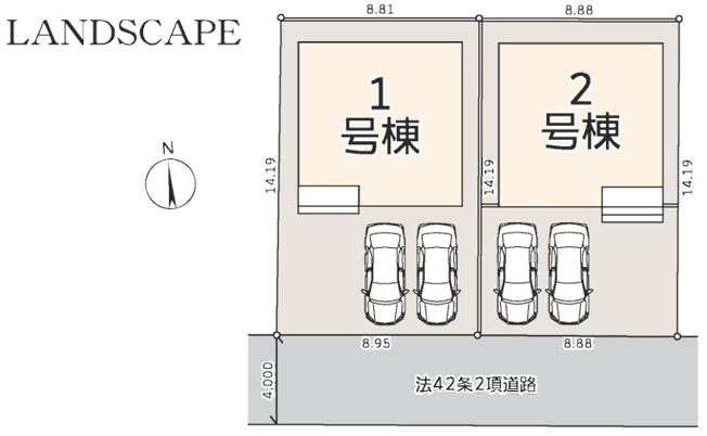 【区画図】 | 横浜市瀬谷区阿久和西4丁目 新築戸建 全2棟 | 4LDK、土地面積126.1m2、建物面積100.19m2