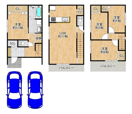 式内町　新築一戸建の間取り|南西向きにつき日当たり良好！ぜひ現地でお確かめください♪