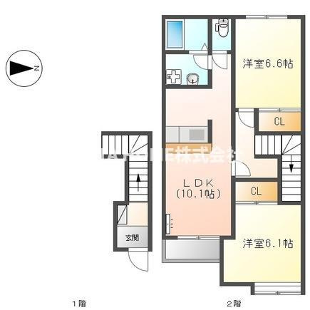 多可郡多可町中区安楽田のアパートの間取り|ファミリー様におすすめ２ＬＤＫの間取りです♪