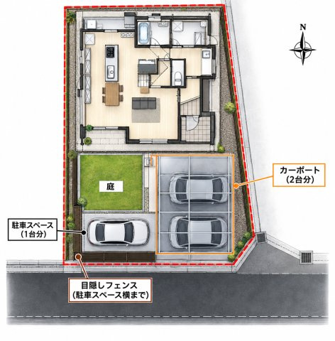 益城町古閑一戸建の居間・リビング
