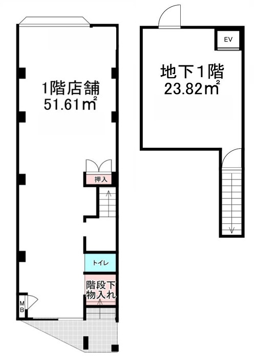 大阪市中央区北浜東の店舗一部の間取り