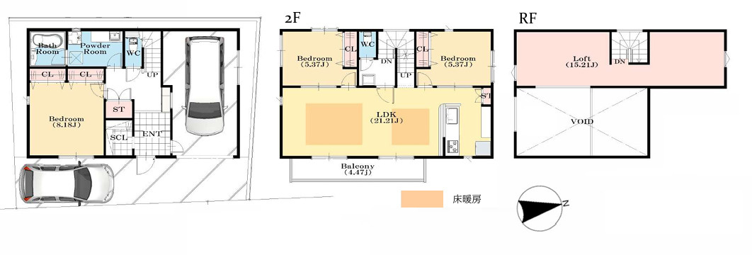 茅ヶ崎市下町屋2丁目　新築戸建　B号棟の間取り