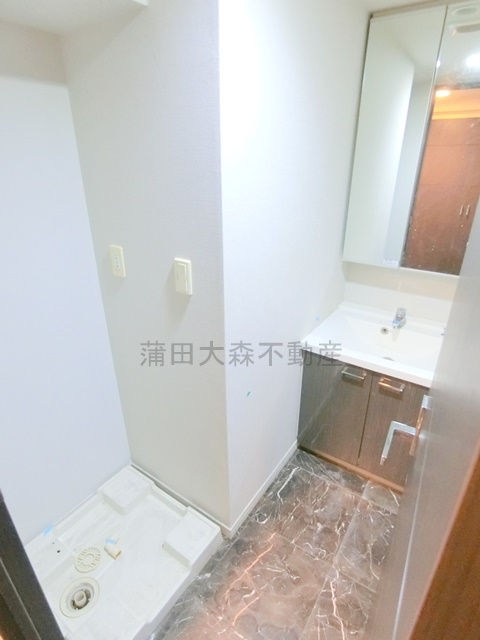 クロスレジデンス蒲田の玄関|洗面脱衣所　独立洗面台　　洗濯機置き場