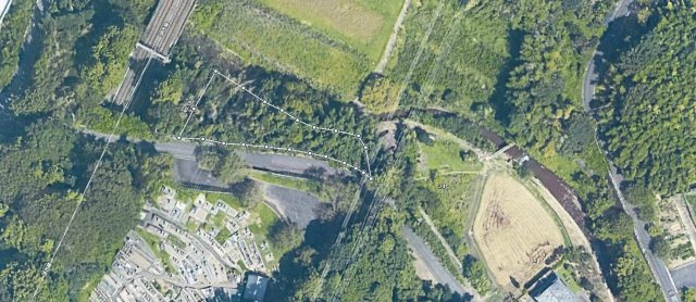 大津市苗鹿1丁目717他　売土地の周辺|上空から、おおよそ白線で区切られた区域です