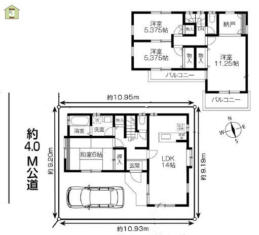 越谷市大林　中古一戸建ての間取り